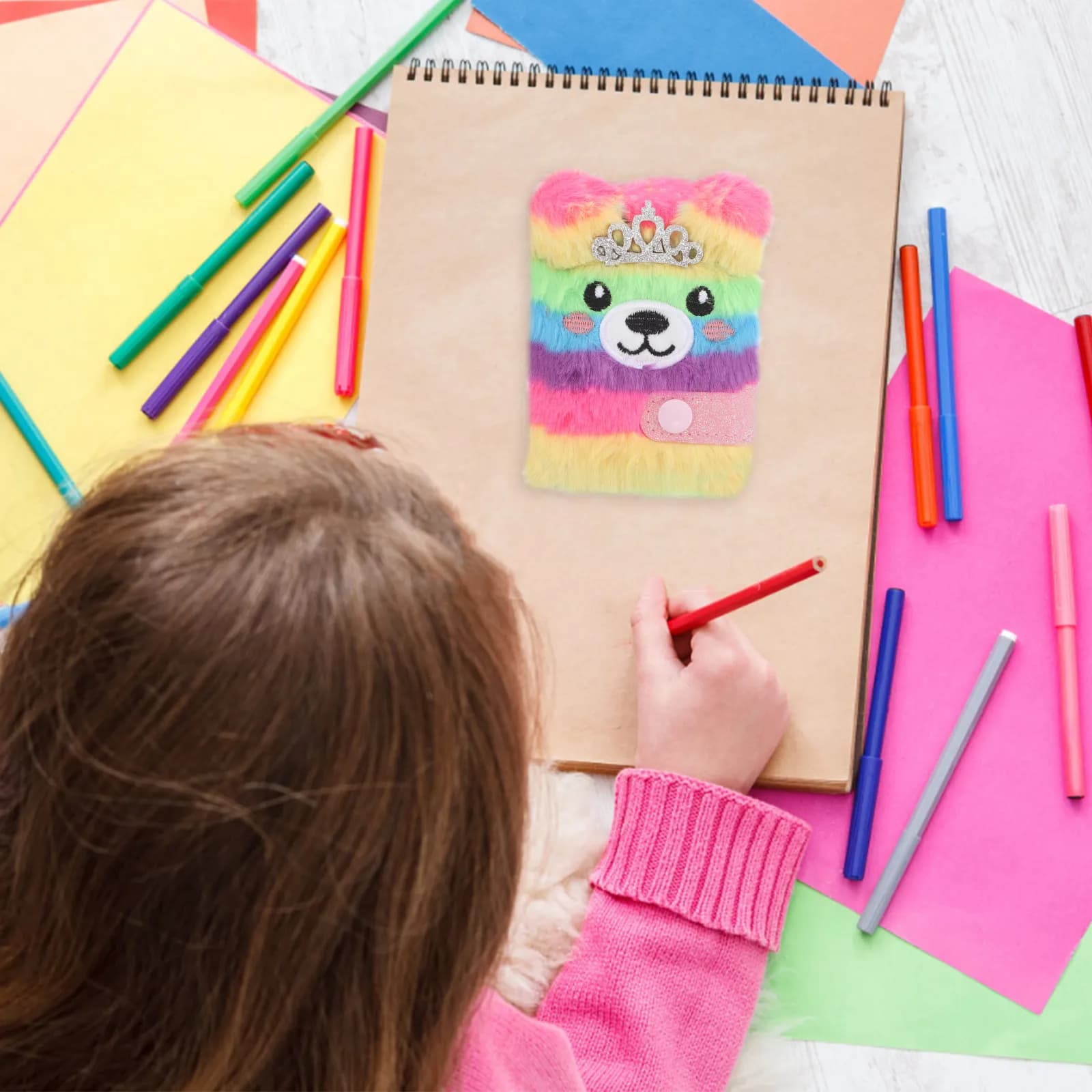 Cute Mini Cartoon Notebook for Portable Diary Book with Buckle Soft Touch Cover Ideal for Notes Sketching Daily