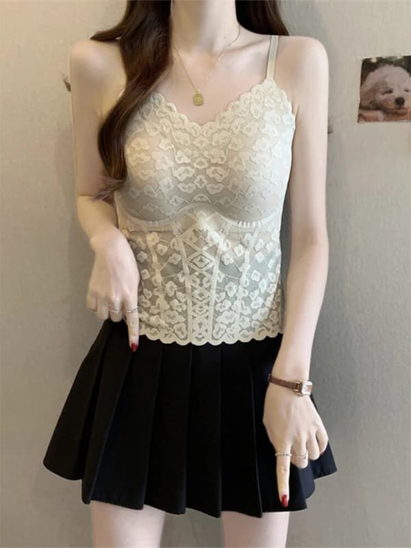 Frida Floral Lace Strapless Bralette Backless Vest Women's Slim Fit Underwear Top Outerwear Shirt V-Neck Regular Length