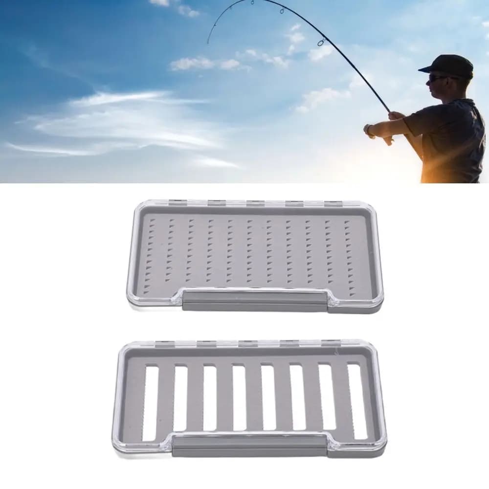 Portable Waterproof Fly Fishing Box Transparent ABS Shell Lightweight Fishing Tackle Box Foam Fishing Flies Box Tackle Storage