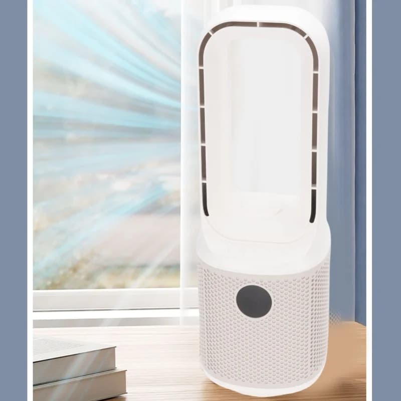 9 Speeds Bladeless Desk Fan With Misting Humidifier Quiet Oscillating Small Cooling Turbo Fan Night Light Timer For Office Home