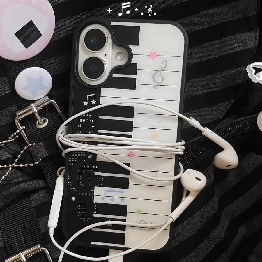 Coreano ins Arte Pianoforte Note Chiave Creativo di Lusso Opaco Cassa Del Telefono Per iPhone 17 16 15 14 Plus 13 12 11 Mini Air Pro X XS Max Plus