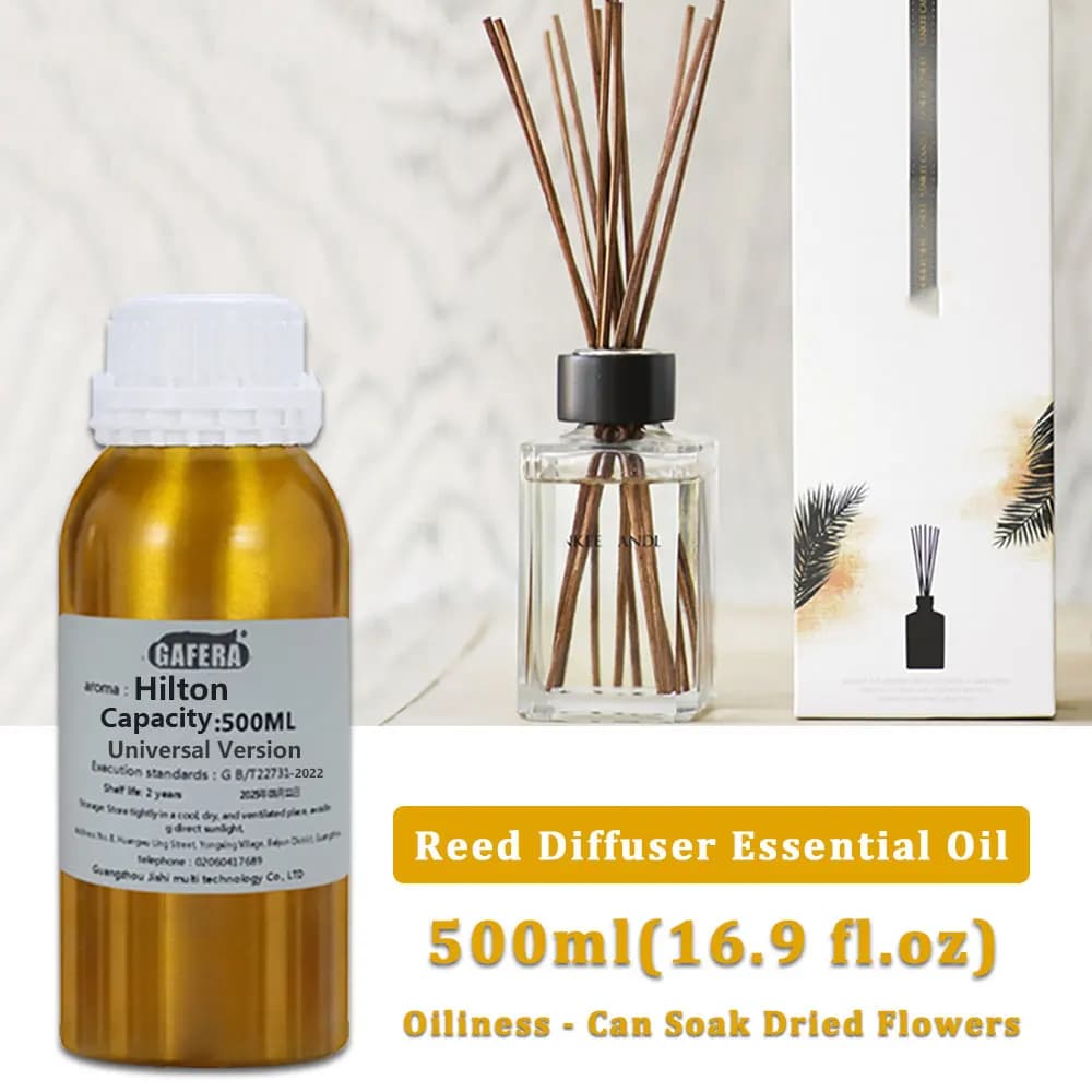 GAFERA 500ml (16.9 fl.oz) Hilton Essential Oils - Hotel Diffuser Replenish Aroma Oil For Reed Diffuser & Flameless Aromatherapy