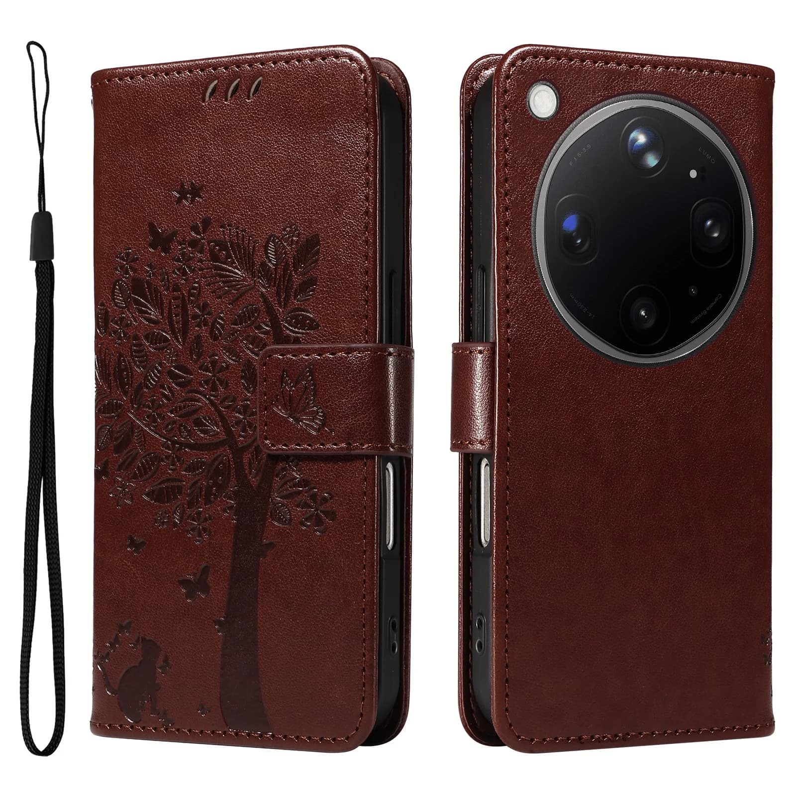 Leather Wallet Flip Case for OPPO Find X8 X9 Pro Ultra Phone Case Cover | Cat Tree Embossed Design Protective Kickstand