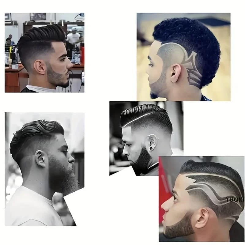 Strumenti per la cura maschile – Pettine integrato e modelli per lo styling della barba, compatibili con qualsiasi rasoio elettrico, trimmer o forbici