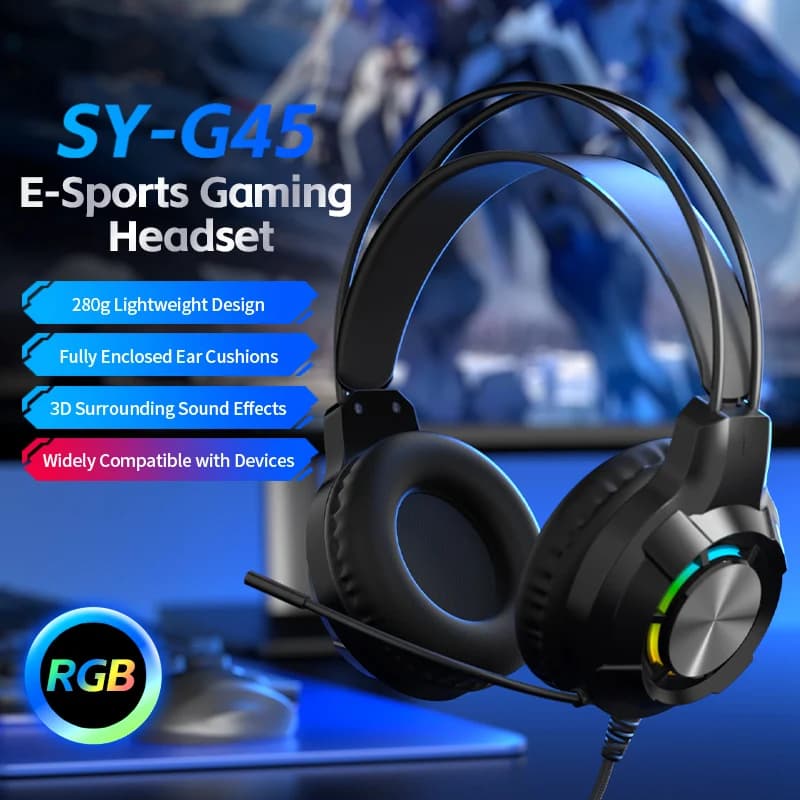 Game Headphones Noise Cancellation Game Headphones Wired Play Headphones for PS5 PS4 PC Mac Play Headphones with Microphone RGB Gifts