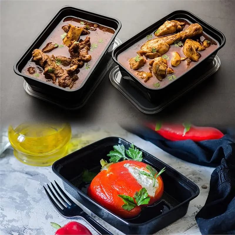 Confezione da 50 Contenitori per Preparazione Pasti Riutilizzabili, Contenitori per Alimenti da Asporto, Scatole Bento in Plastica, Contenitori per Conservazione Alimenti, Lunch Box
