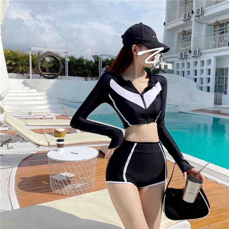 Black Bikini Women's Swimsuit Sexy Small Chest Gathered Summer Swimming Costume Internet Celebrity Style Pure Desire...