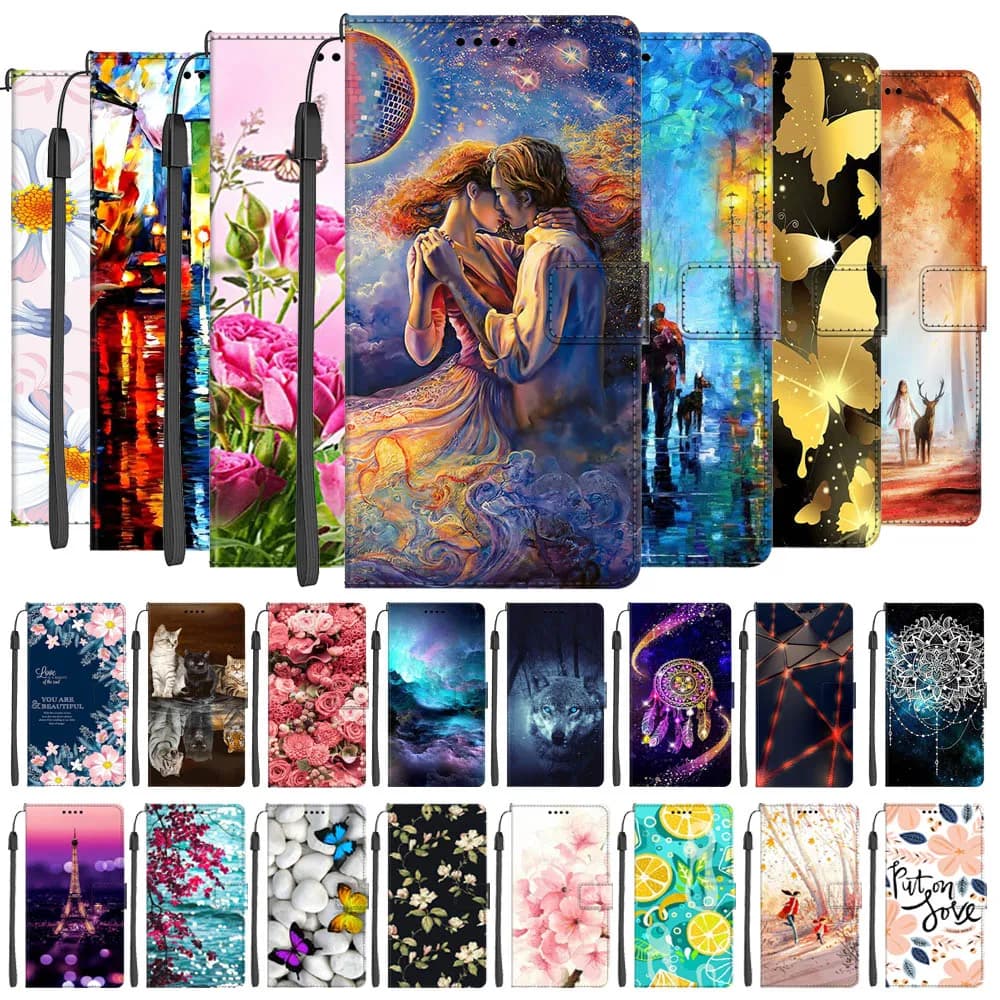 Leather Cases For Xiaomi Poco X3 NFC Luxury Wallet Flip Cover For Poco X3 Pro F3 X 3 GT Magnetic Bags Phone Case Cute Funda Wolf