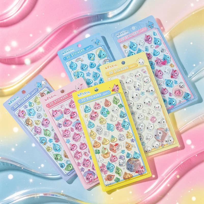 Adesivi 3D Kawaii Puffy Lucidi in Rilievo Stile Anime Impermeabili Autoadesivi per Cover Telefono, Quaderni e Scrapbook