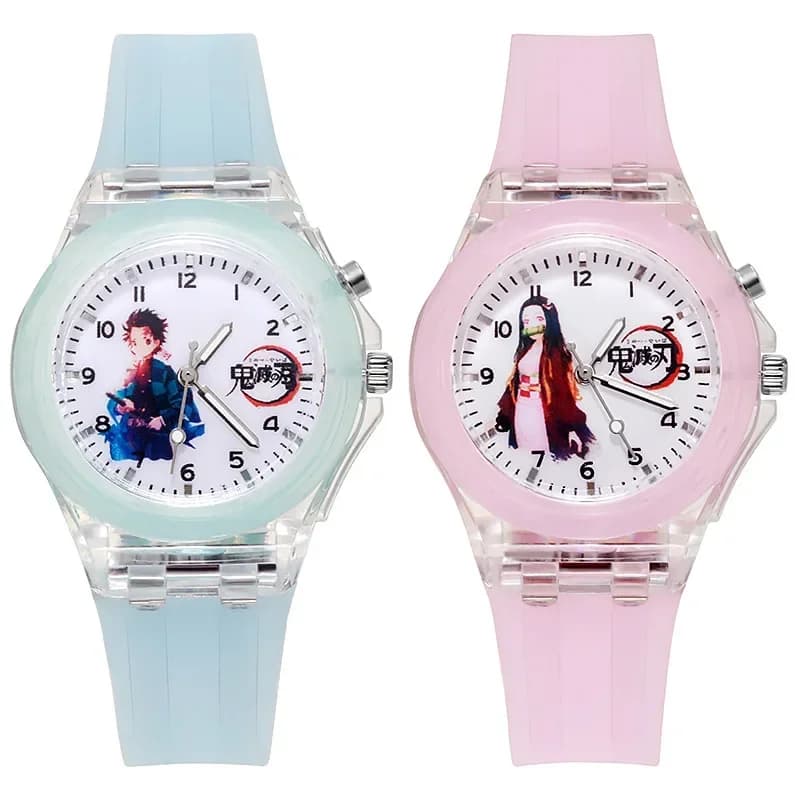 Anime Demon Slayer LED Noctilucent Light Watch Kimetsu No Yaiba Cartoon Figure Tanjirou Zenitsu Nezuko Watch Toy Gifts