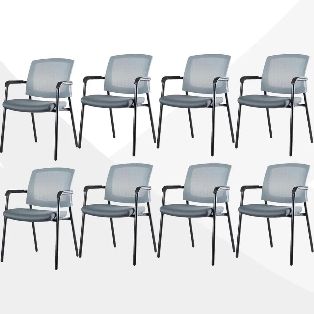 Sedia impilabile ergonomica con schienale in rete e seduta imbottita, ideale per uffici, sale conferenze e sale d'attesa, grigia (confezione da 8)