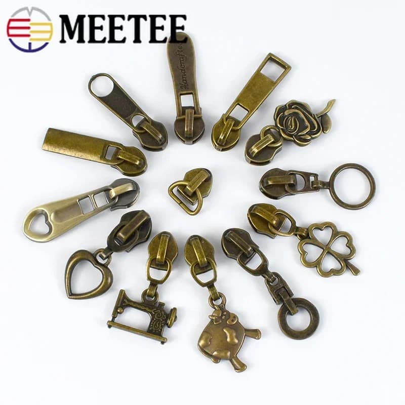 5 pezzi in bronzo 5 # Teste con cerniera in nylon per cerniere da cucire Nastri Cursori con cerniera per borse Tira Decorazione Accessori fai da te