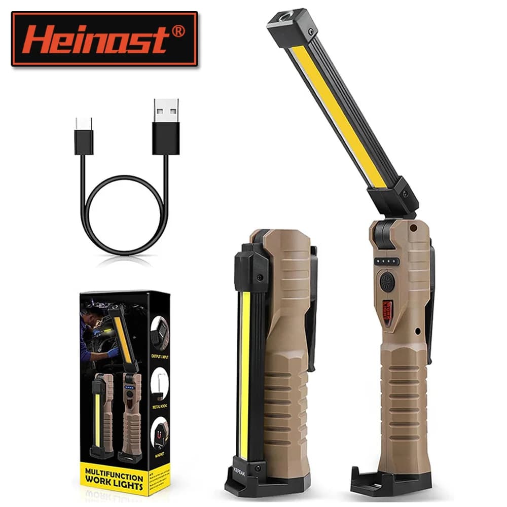 Torcia pieghevole pieghevole COB Lampada da lavoro a LED Gancio per appendere 7 modalità Torcia ricaricabile USB magnetica Torcia da lavoro portatile