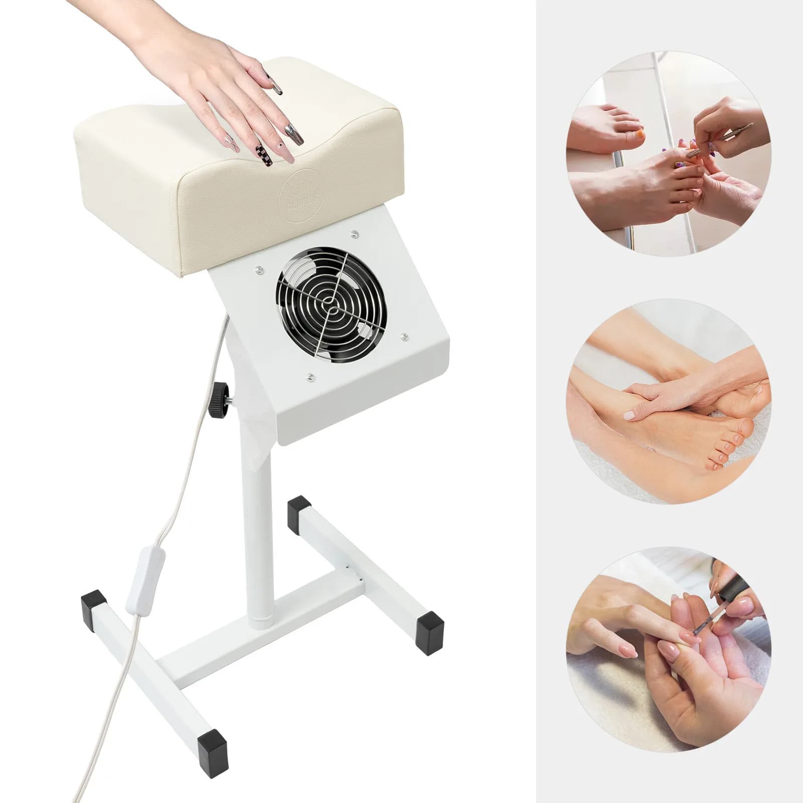 Sedia per Pedicure e Manicure, Sgabello da Salone con Poggiapiedi Regolabile in Altezza, Cuscino Ergonomico, Struttura Stabile