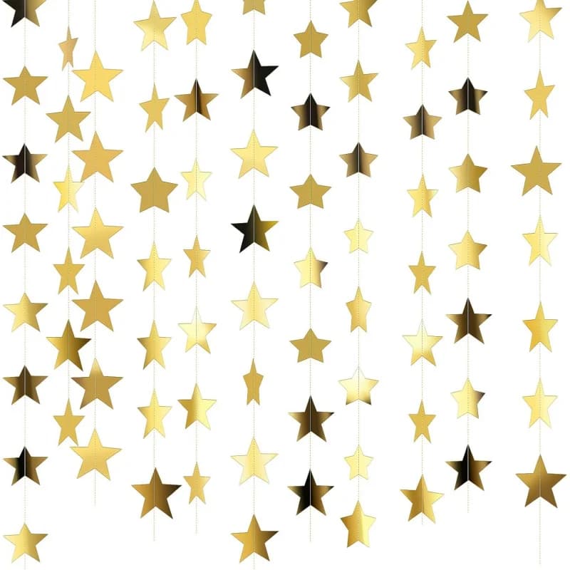 5 pezzi di striscioni con ghirlanda di stelle glitterate, decorazioni di Capodanno, striscioni pendenti con stelle, sfondo scintillante per forniture per feste di matrimonio di compleanno