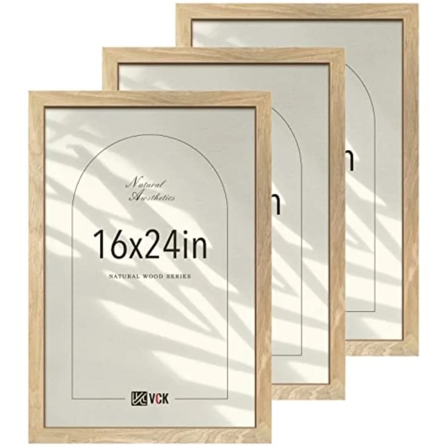 Set di 3 Cornici, Cornice in Legno Massello con Venatura Esclusiva, da Appendere a Parete