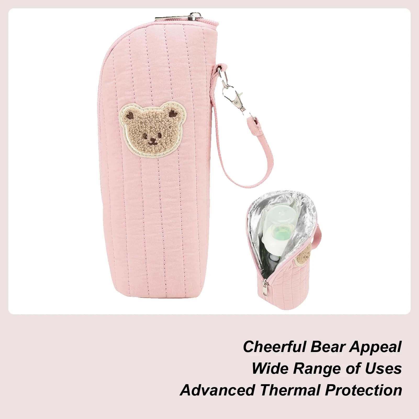 Insulated Baby Bottle Bag Baby Bottle Carrier with Bear Design Portable Tote for Breast Milk Storage Preservation Transport