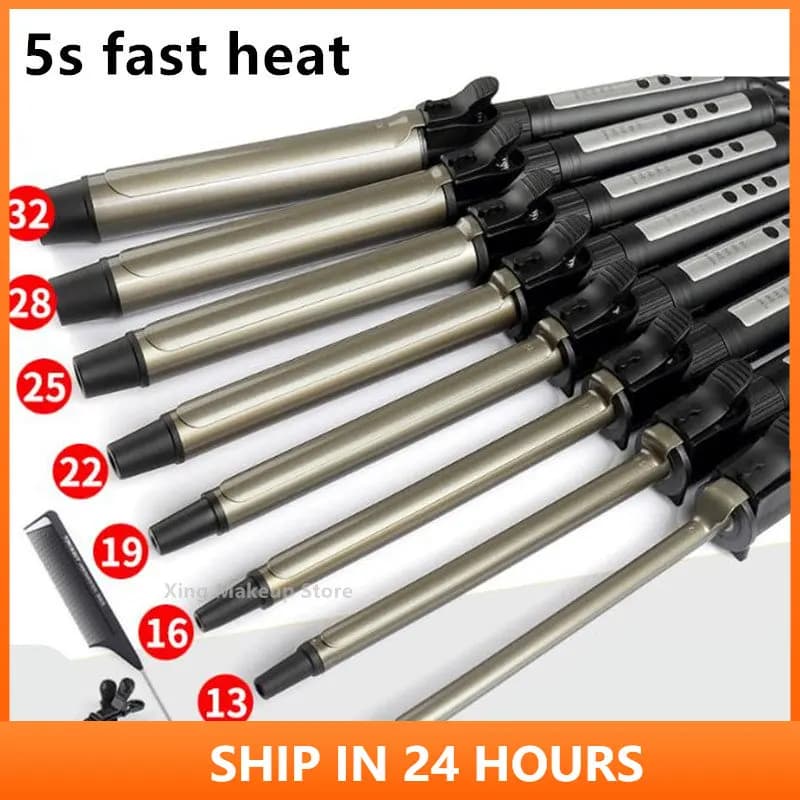 Professional 19mm 25mm 32mm Automatic Rotating Curling Iron Temperature Display Ceramic Hair Curler Hair Curler Anti Scalding