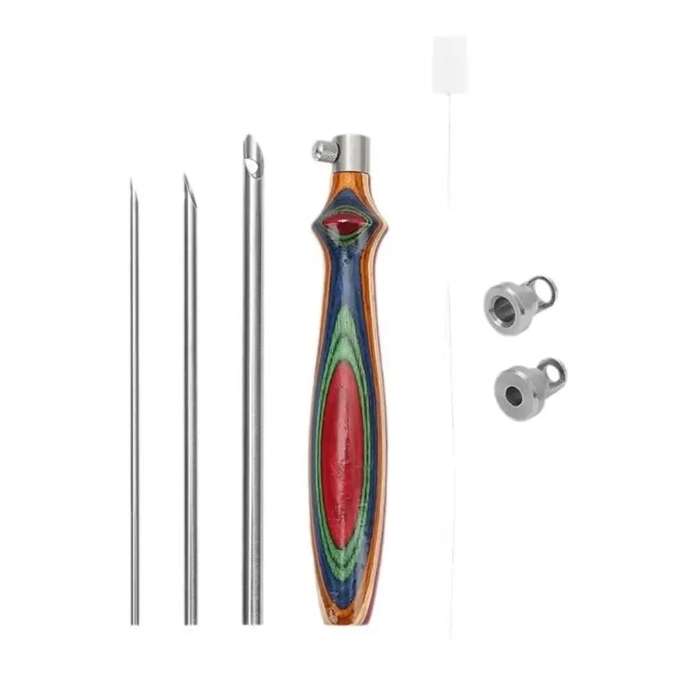 2.5mm/3.5mm/5mm Punch Needle Set Creative DIY Craft Cross Stitch Needles Wooden Handle Professional Punch Stitching Kit