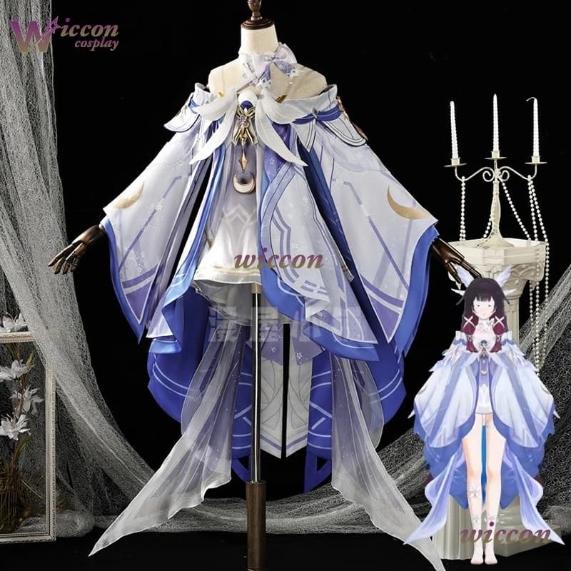 Mag/Columbina Genshin Impact Cosplay Damselette Moon Maiden Outfit Cos Parrucca Halloween Fullset Abbigliamento Dea Kuutar Decor