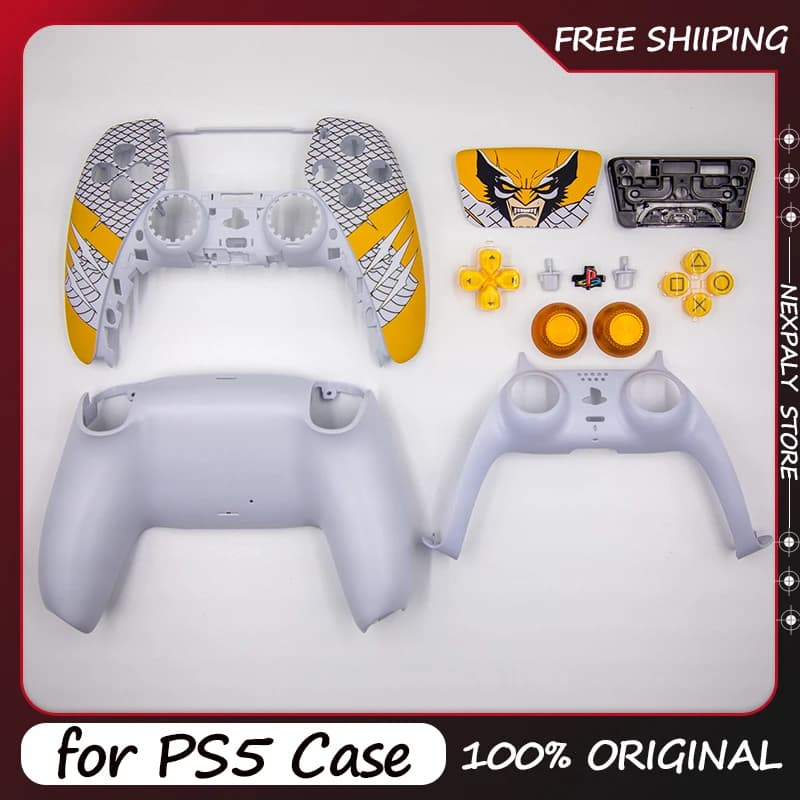 Guscio di Ricambio a Tema Wolverine per PS5, Modifica Fai-da-te, Sostituzione Pulsanti DS5, Accessori Personalizzabili