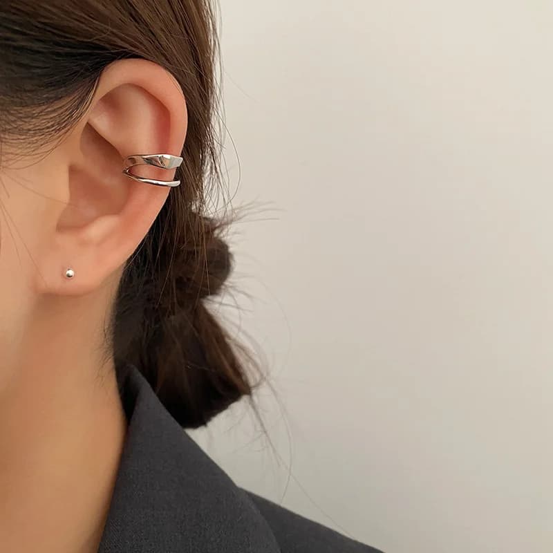 1Pcs Double Layer Ear Cuff Earrings Non-Piercing Geometric Cuff Ear Clip Earring For Women Punk Party Jewelry e1364