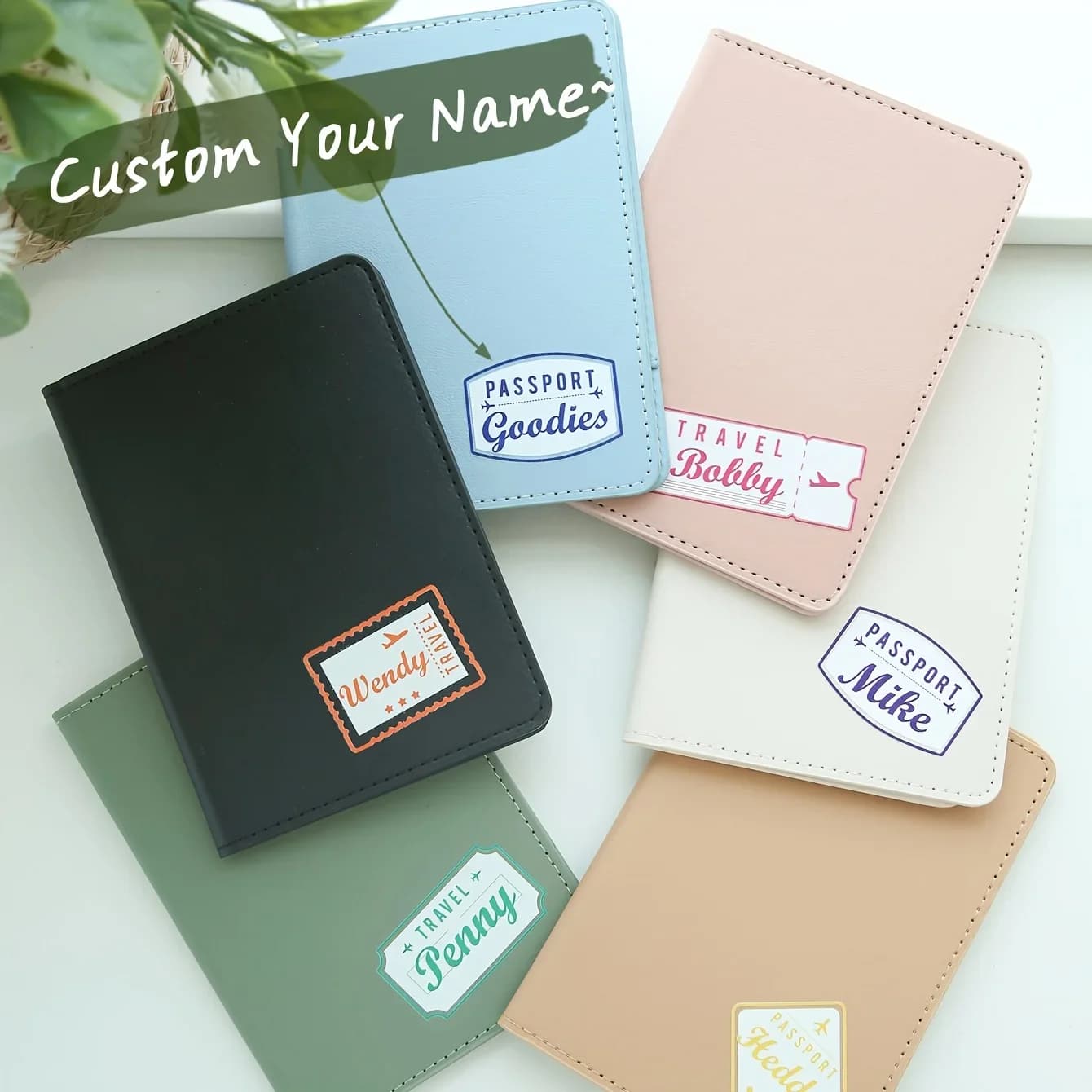 Porta Passaporto Carino 1PC Personalizzabile con Nome, Custodia per Passaporto con Timbro di Viaggio, Organizzatore Documenti, Regalo Festivo
