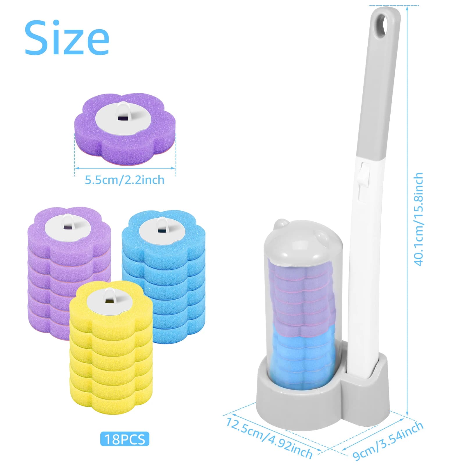 Comoda spazzola per WC usa e getta con manico lungo, kit di pulizia WC montabile a parete con testina sostituibile, accessorio per la pulizia del WC