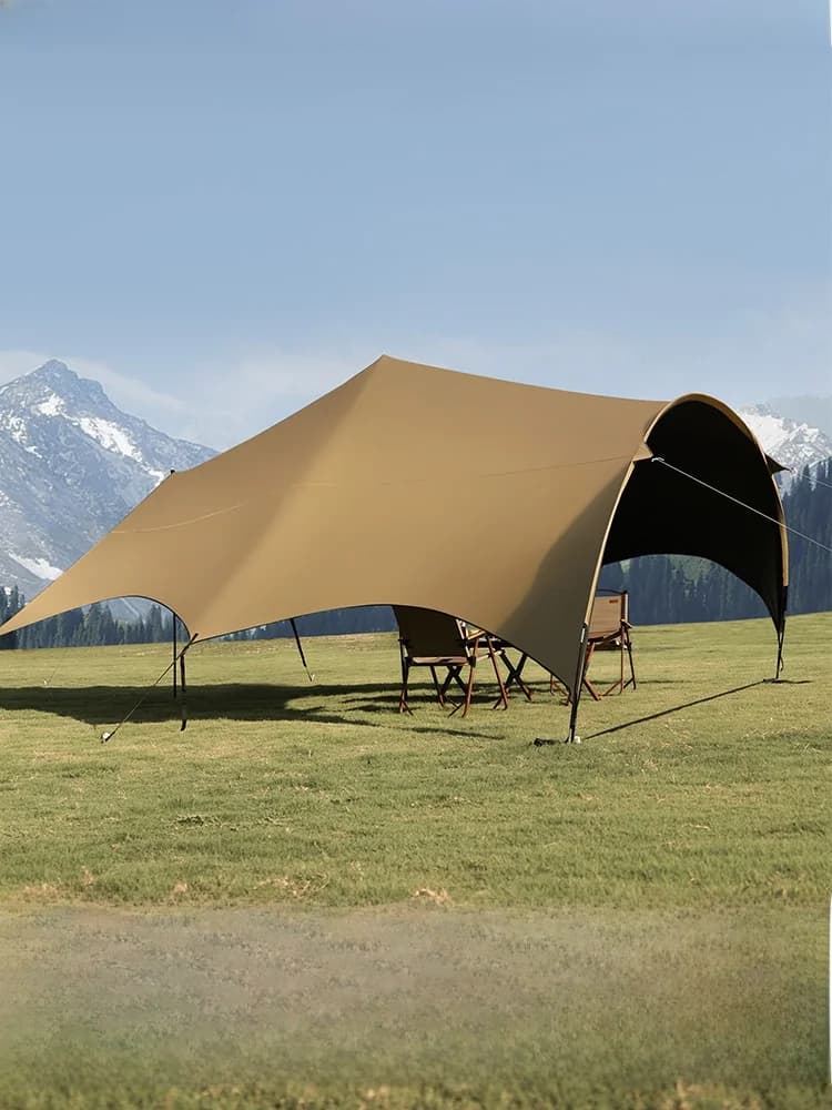 Large Black Camping Tent with Baldacchino Cover, Waterproof and weatherproof Suns, Camping Equipment