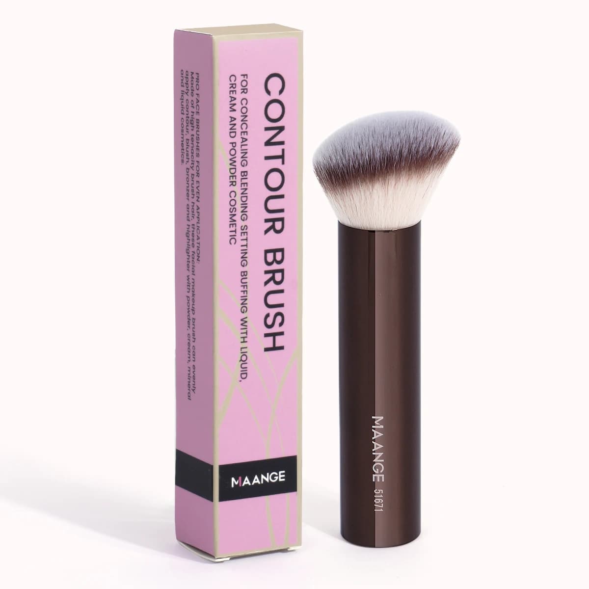 MAANGE 1PCS Pennello per fondotinta Correttore obliquo Fard Lucidatura liquida Pennello per frullatore Capelli densi Pennelli per trucco viso Strumento