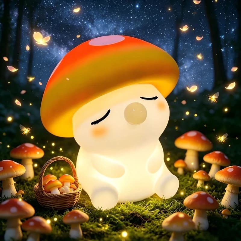 Rechargeable Mushroom Bedside Light, USB Night Lamp with Silicone Shell for Bedroom Desk Dorm and Small Spaces D2RD