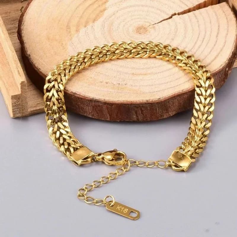 Bracciale a catena spessa in acciaio inossidabile 316L placcato oro 18 carati per donna Uomo Braccialetti a catena Cuba alla moda Regali per gioielli per feste