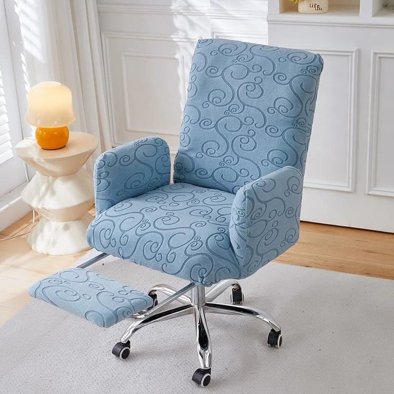 Armrest Swivel Reclining Chair Cover Jacquard Velvet Stretch Office Chair Cover Washable Rhombic Recliner Sofa Cover Home Decor