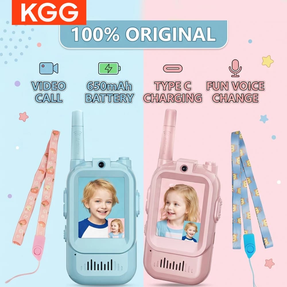 2 Walkie Talkie Video per Bambini Ricaricabili con Schermo HD da 2 Pollici e Modulatore di Voce per Campeggio e Viaggi, Regalo di Compleanno per Bambini