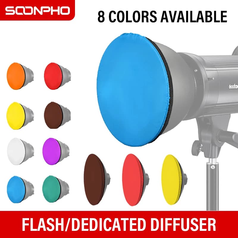 Soonpho 18cm 42cm 55cm Fotografia Diffusore di luce soffusa 6 colori Filtro in tessuto per Bowens Mount Standard Ombra Piatto Griglia a nido d'ape