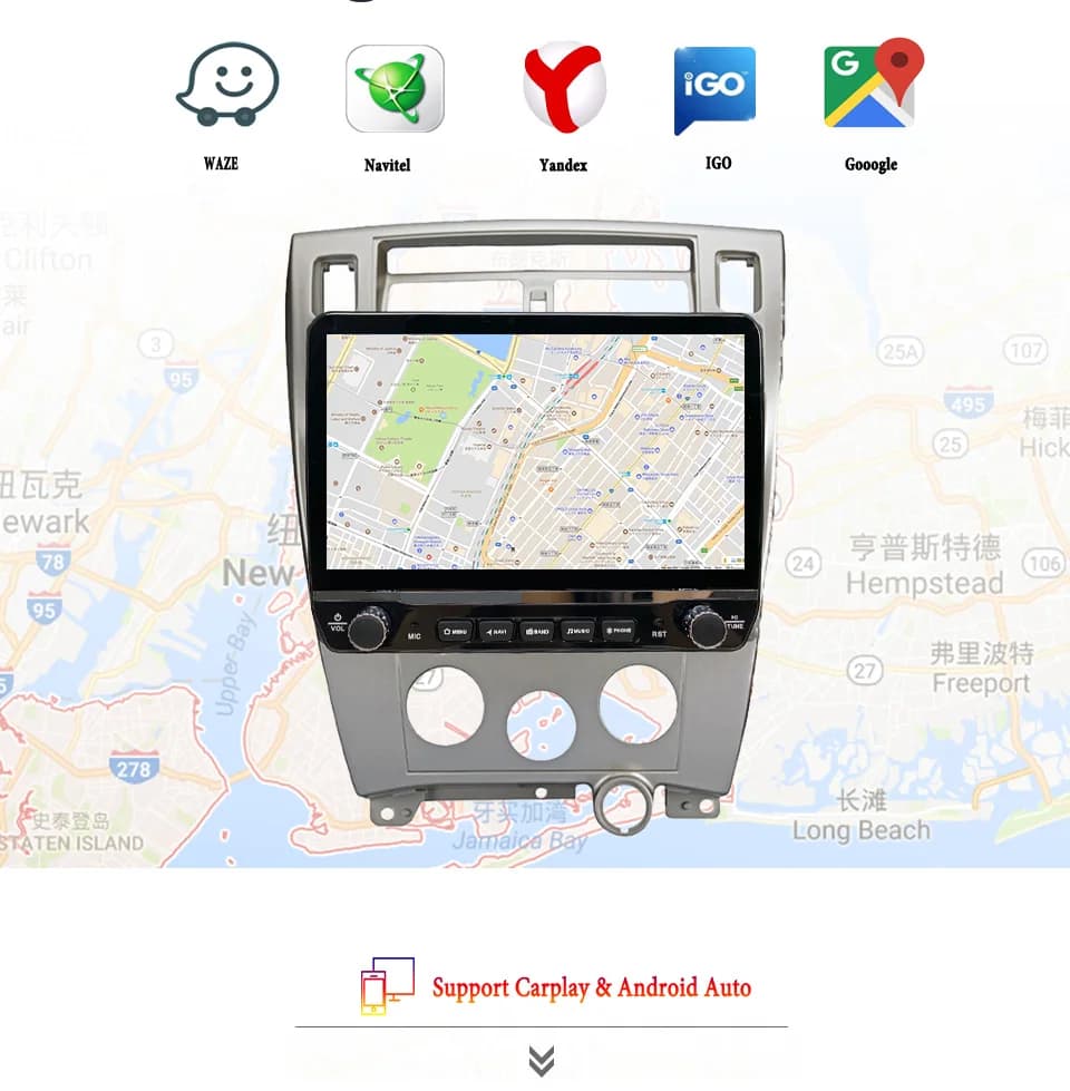 Autoradio per auto da 10'' AM FM Video Stereo Tape DVD Cassette per Hyundai Tucson 2004 - 2009 GPS Navi Sistema intelligente per auto Carplay