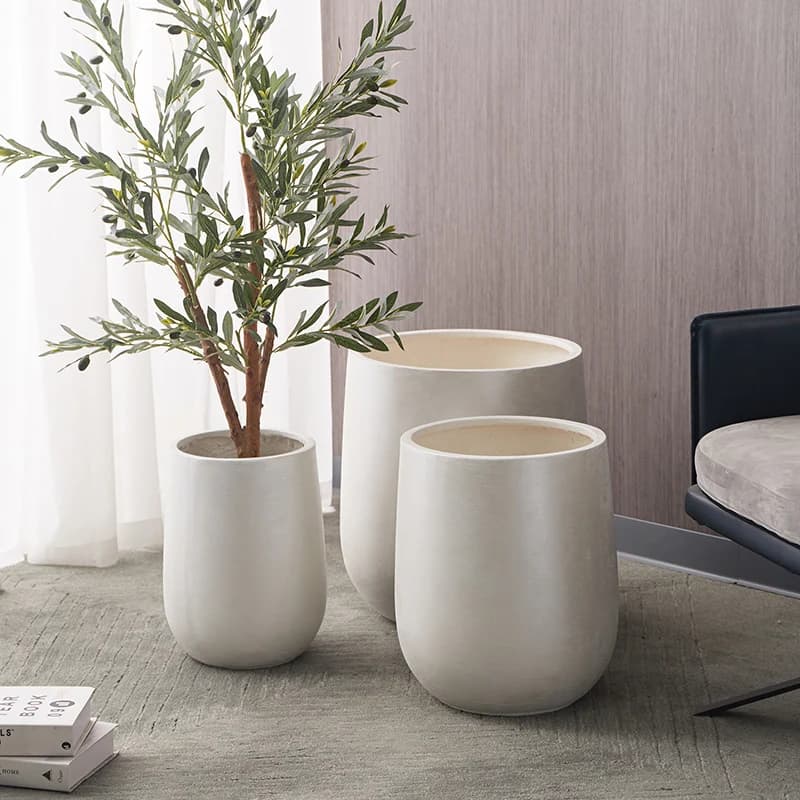 Simplified green plants, simple vases of Nordic magnesium mud ceramic flowers from floor to ceiling, soft decoration, living room balcony,