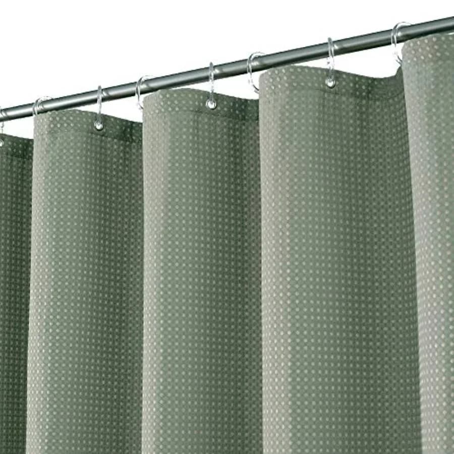 Sage Green Shower Curtain Waffle Weave - Hotel Luxury Heavyweight Thick Fabric Shower Curtains for Bathroom, Water Repellent, 7