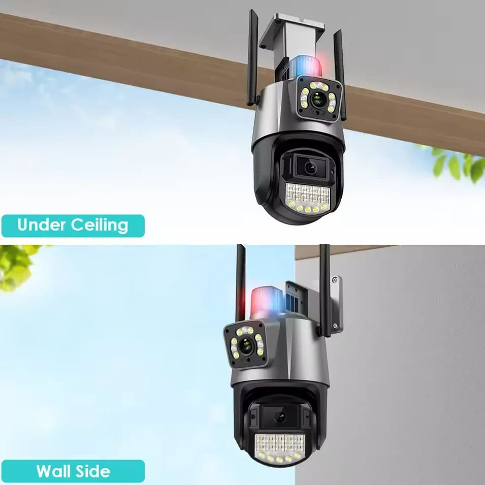 Telecamera Wifi da 8 MP PTZ Zoom digitale 8X Visione notturna Doppi schermi Esterna 4MP Protezione di sicurezza Telecamera IP di sorveglianza CCTV