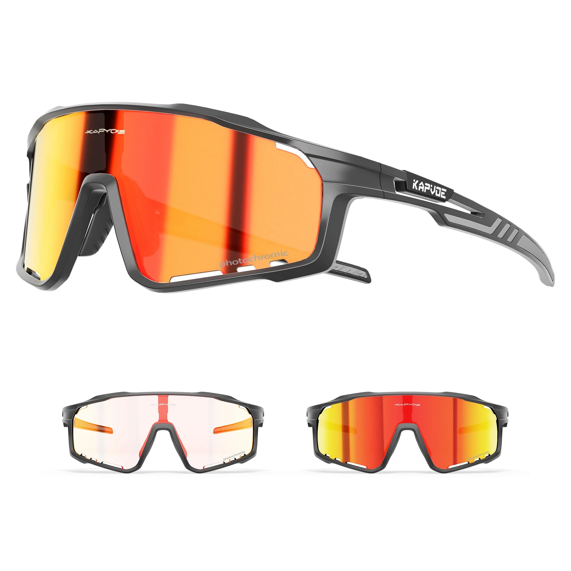 Kapvoe Nuovi occhiali da ciclismo fotocromatici colorati Occhiali da sole rossi da donna per bici Occhiali da bicicletta da uomo UV400 Occhiali da esterno Sport