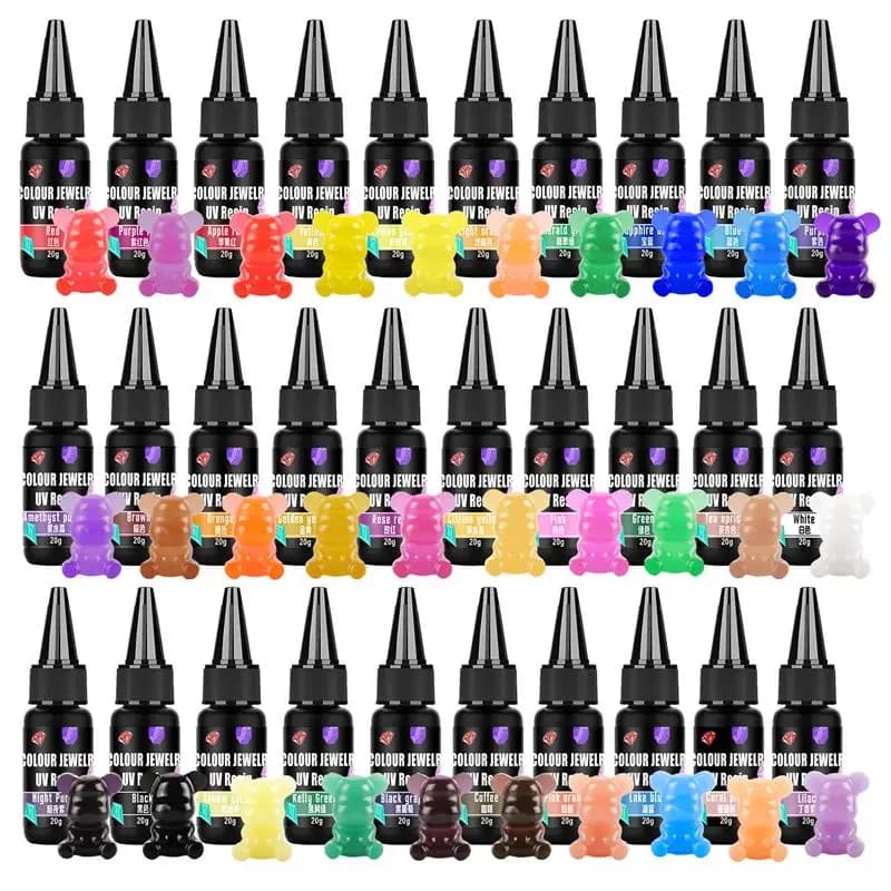 30 colori 20g colla in resina epossidica UV colorata alta trasparente pietra preziosa glitter resina UV gioielli fai da te creazione di forniture decorazione della casa