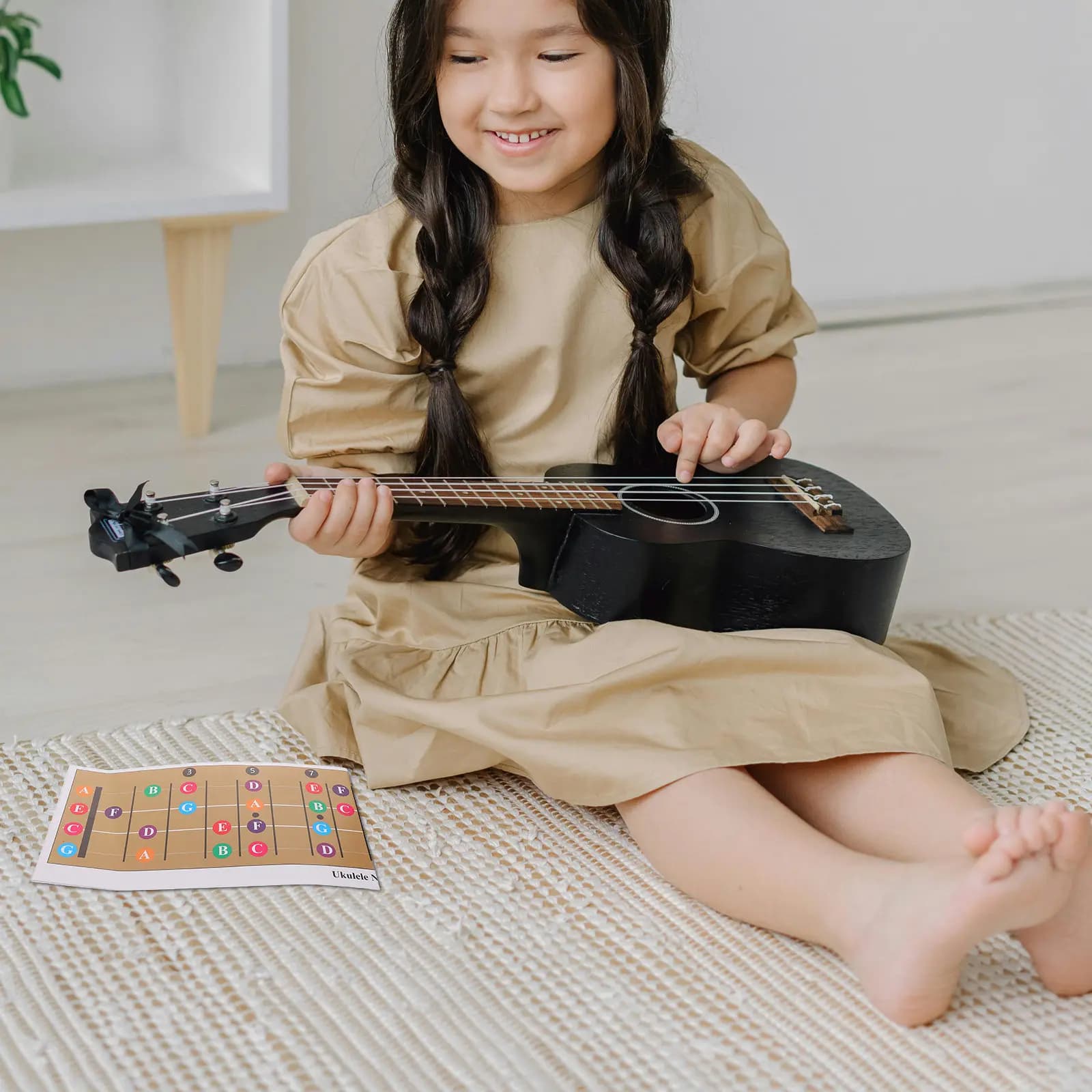 Ukulele Scale and Chord Chart Compact Design Beginners Enthusiasts Easy Learning Ukulele Note Chart Chord Guide Poster