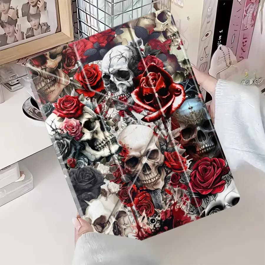 Custodia Protettiva per Tablet per iPad Pro 2025 Pro 11th 10th 9th 8th 7th 12.9 pollici Air 4 5 M3 M2 1 2 M4 11 pollici Mini 6 7 Skeleton Rose