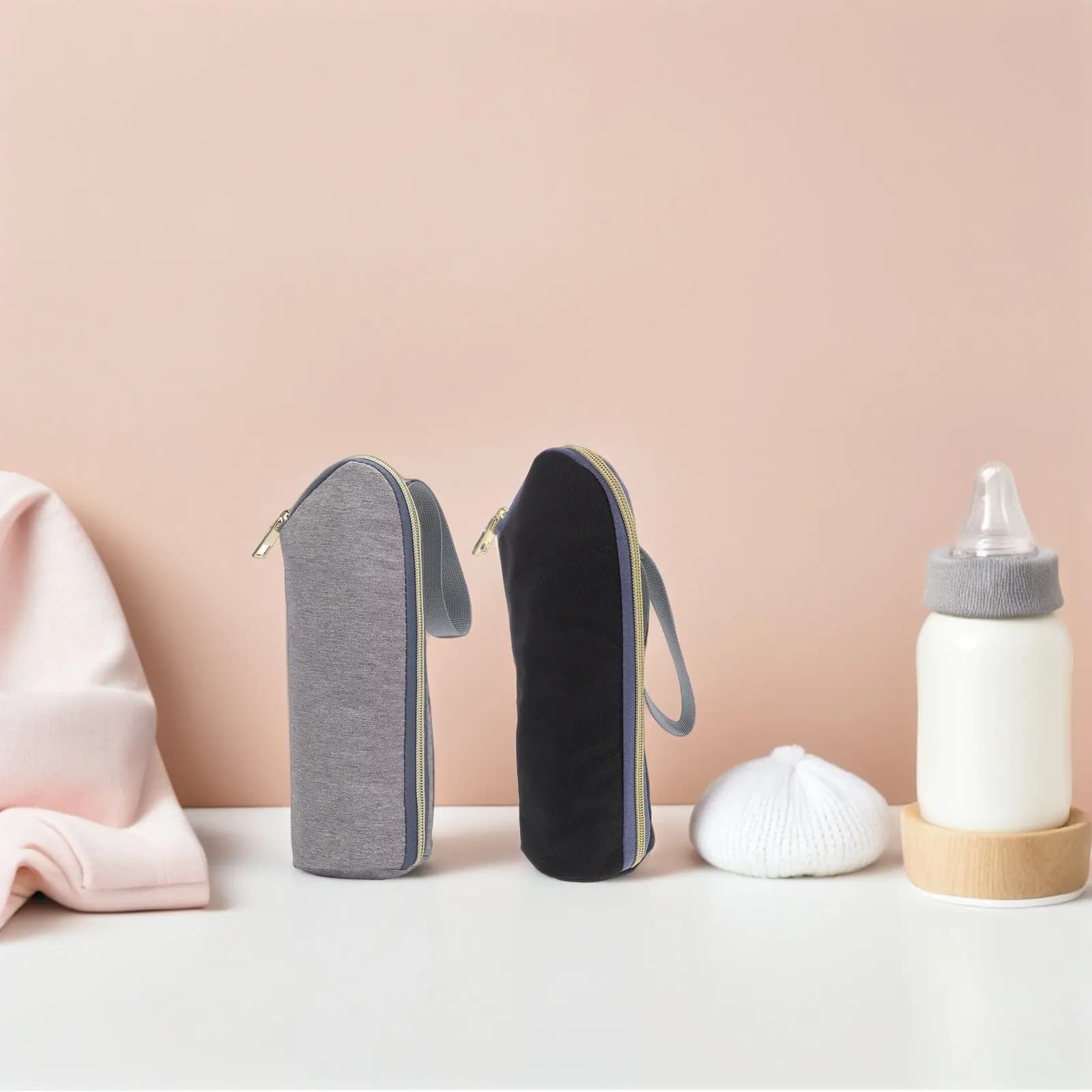 2 Pezzi Borsa Termica Portatile per Biberon, Portabiberon Leggero da Viaggio per Passeggino, Uso Quotidiano
