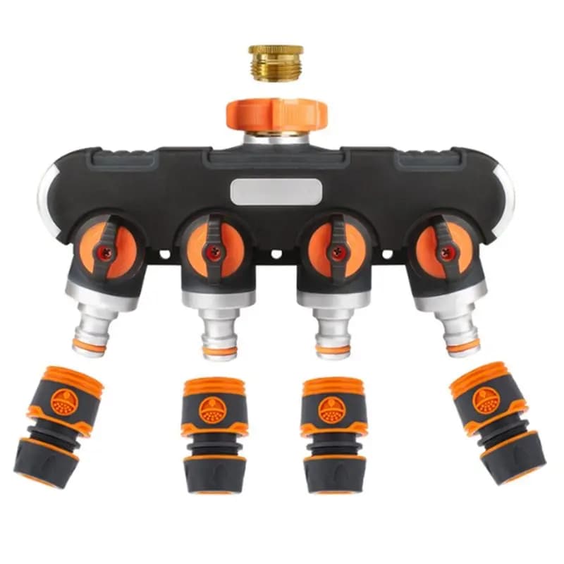 LICE-Splitter a quattro vie per tubo da giardino, connettore in plastica per irrigazione a goccia, attrezzi per lavaggio auto e irrigazione