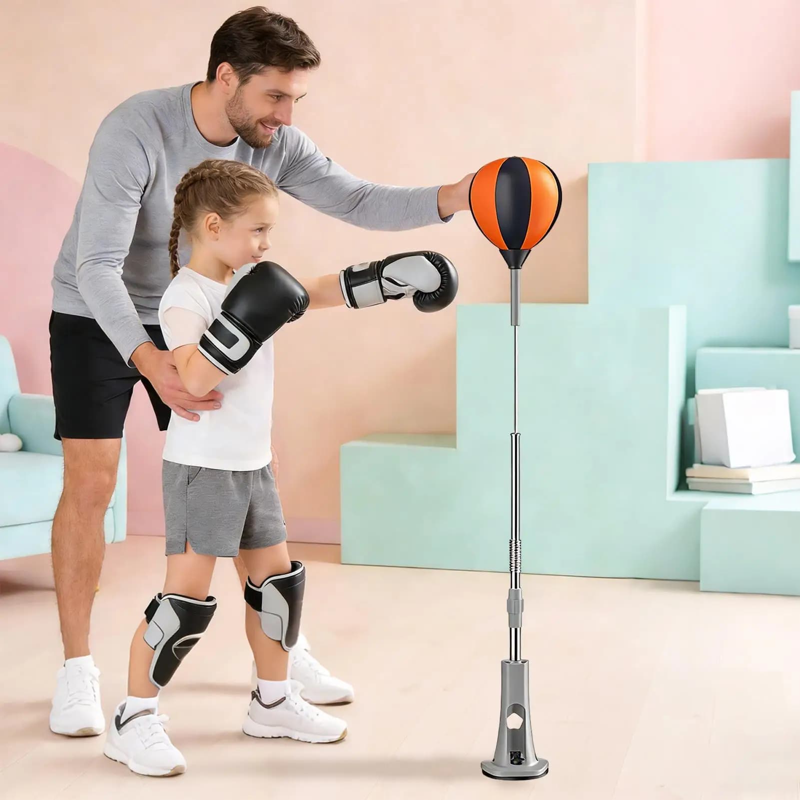 Heavy Duty Boxing Sack with Stand, Height Adjustable, Suction Cup, Adult and Children's Boxing Equipment, Home Gym, Fitness