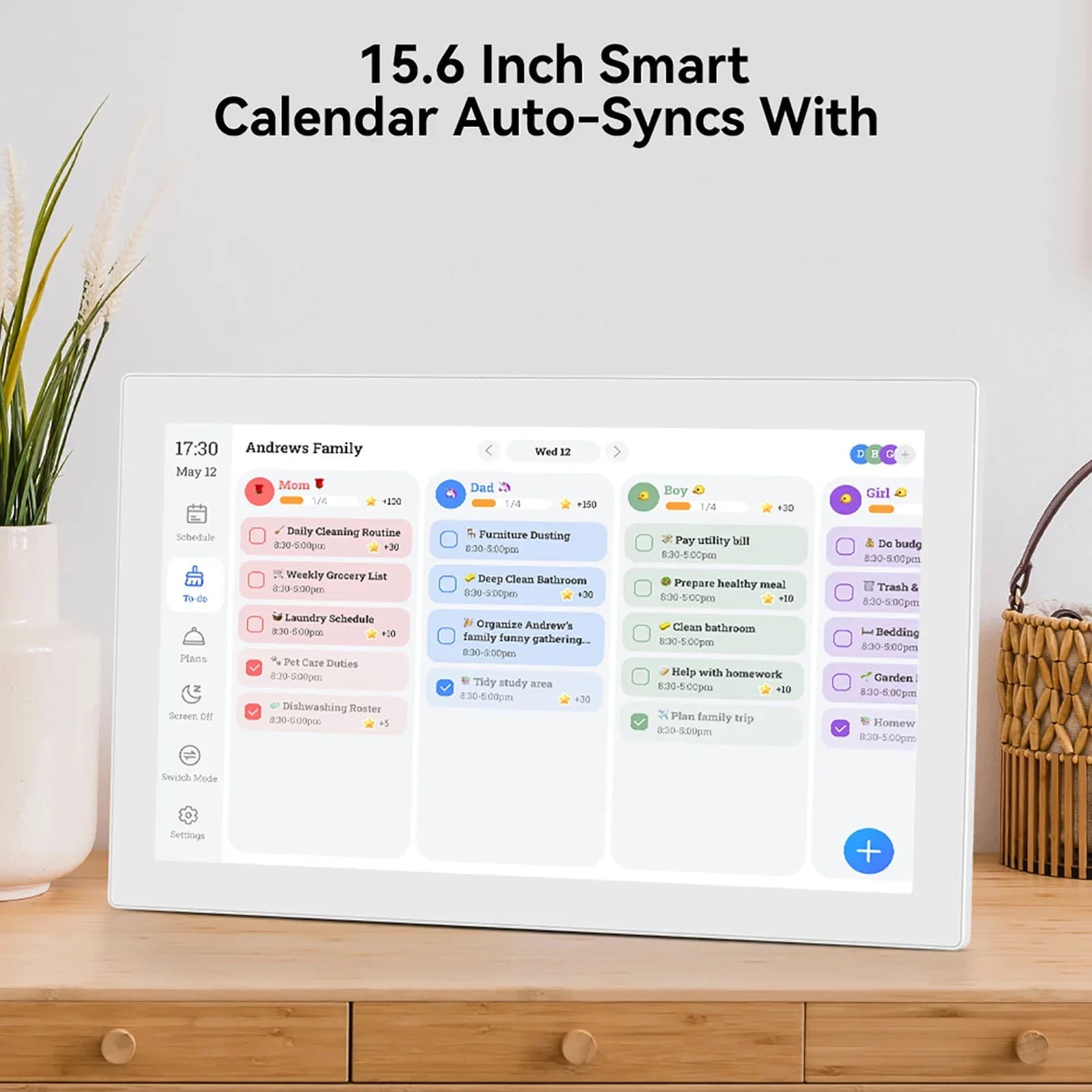 Calendario Digitale Interattivo con Schermo Touch da 15,6 Pollici 1080P Full HD, Pianificatore Elettronico da Scrivania