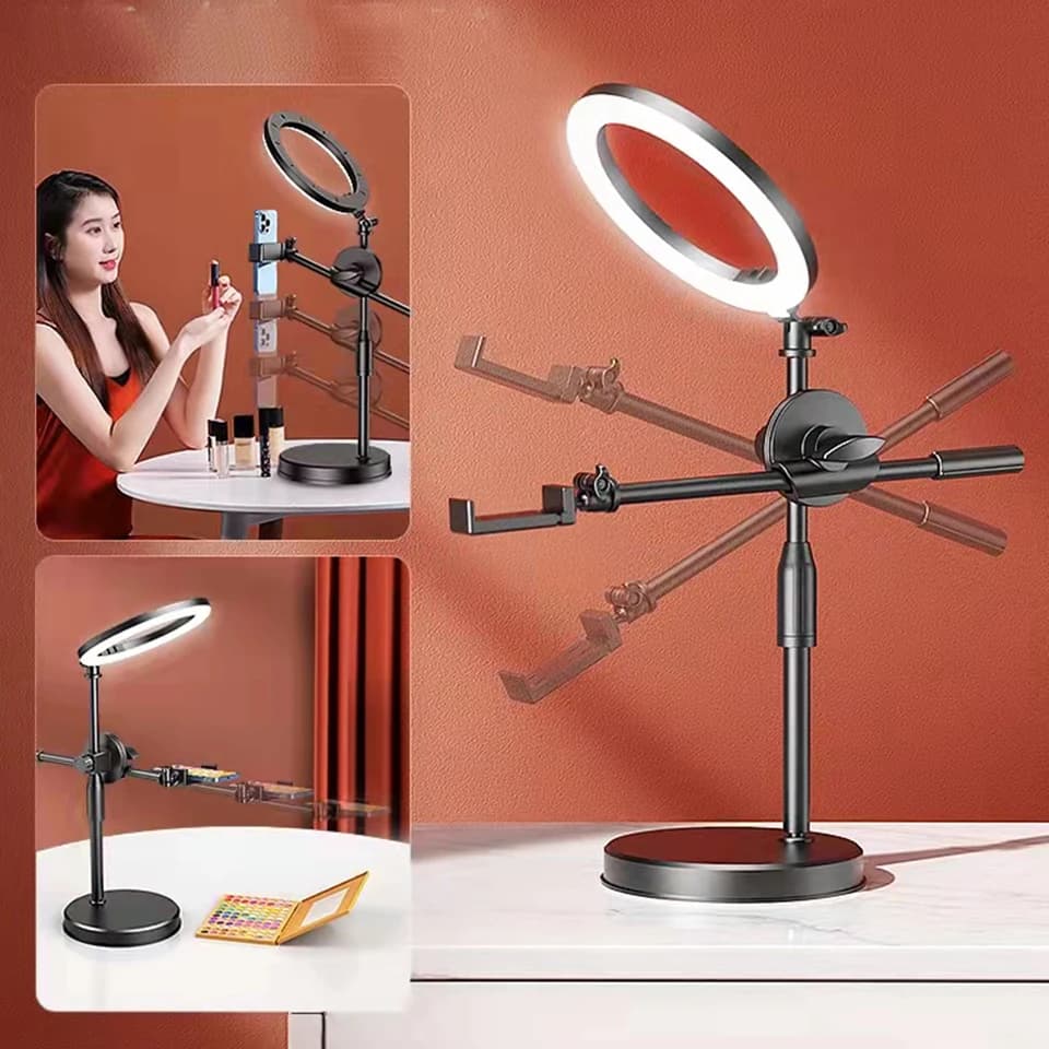 Treppiede orizzontale per telefono cellulare Smartphone Tiro con note sopraelevata Supporto treppiede verticale per riprese fotografiche con luce