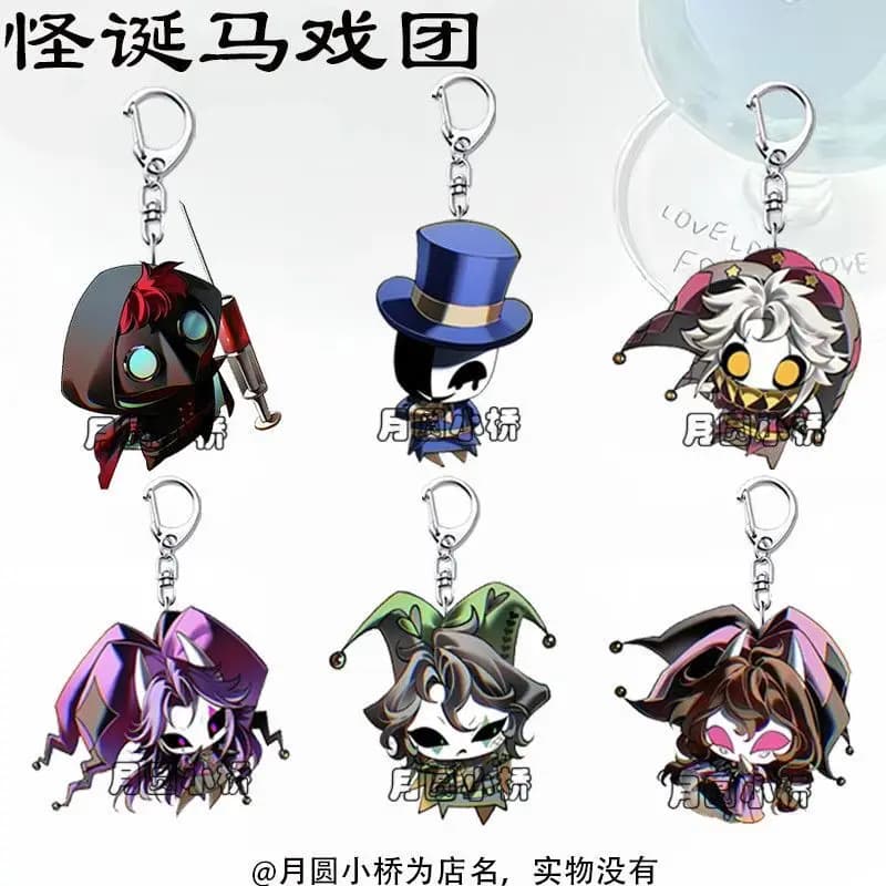 6 anime key rings The Freak Circus, cartoon characters, Pierrot, Harlequin, clown, keychains, jewelry, birthday gifts