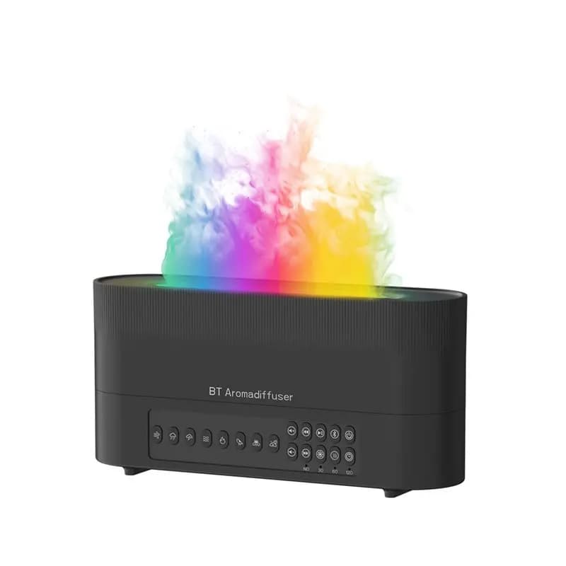 AC39-Altoparlante Bluetooth con Diffusore di Aromi, Fiamma Sfarfallante, 260ml, Rumore Bianco, Diffusore di Oli Essenziali e Umidificatore